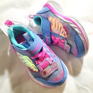 NWT Skechers Girl's Flying Wings Multi Color Rubber Shoes Size 7